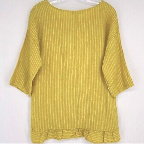 Lungo L’Arno Linen Yellow Striped Blouse - Picture 2 of 10